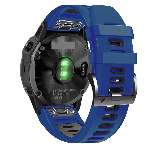 Garmin Fenix 7X Solar 26mm Silicone Sports Two-Color Watch Band(Midnight Blue+Black)