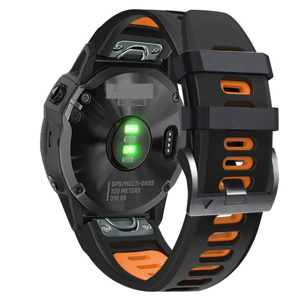 Garmin Fenix 7X Solar 26mm Silicone Sports Two-Color Watch Band(Black+Orange)