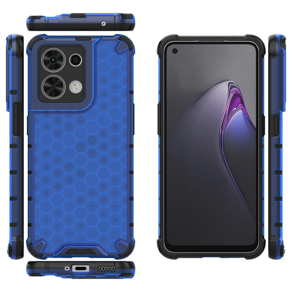 OPPO Reno8 Shockproof Honeycomb PC + TPU Phone Case(Blue)