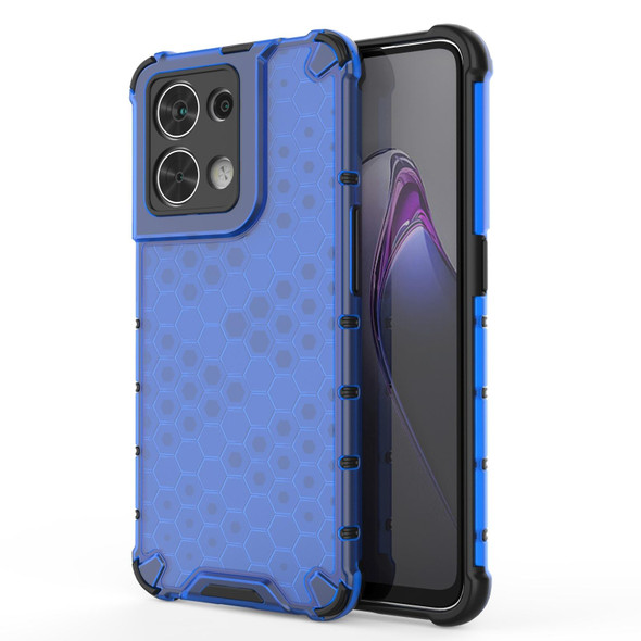 OPPO Reno8 Shockproof Honeycomb PC + TPU Phone Case(Blue)