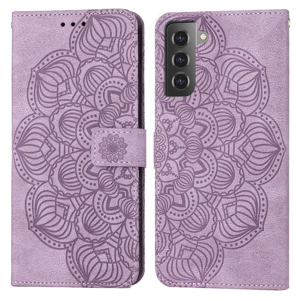 Samsung Galaxy S21 5G Mandala Embossed Flip Leather Phone Case(Purple)