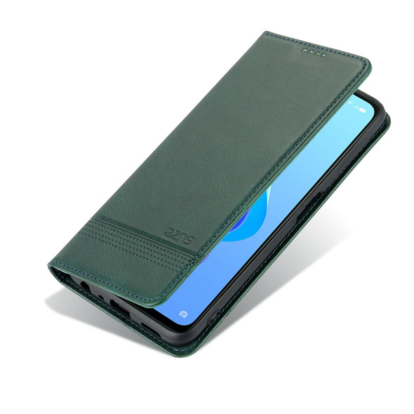 OPPO A57 5G/Realme Q5i/Realme V23 AZNS Magnetic Calf Texture Flip Leather Phone Case(Dark Green)