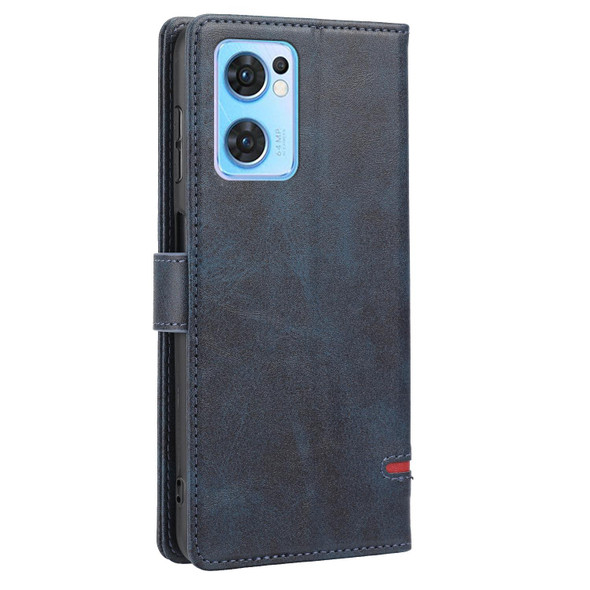 OPPO Reno7 5G Classic Wallet Flip Leather Phone Case(Blue)