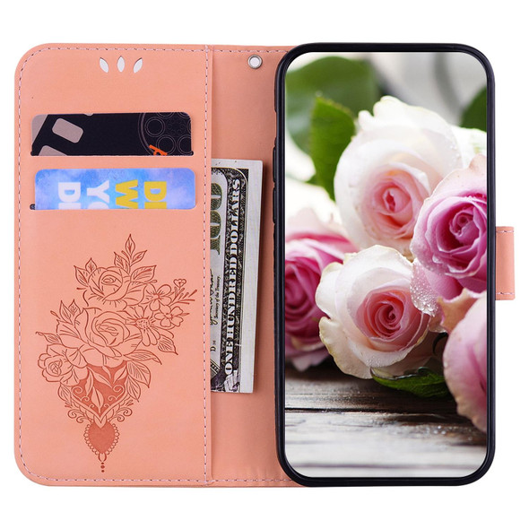 OPPO A53 / A33 Butterfly Rose Embossed Leather Phone Case(Pink)