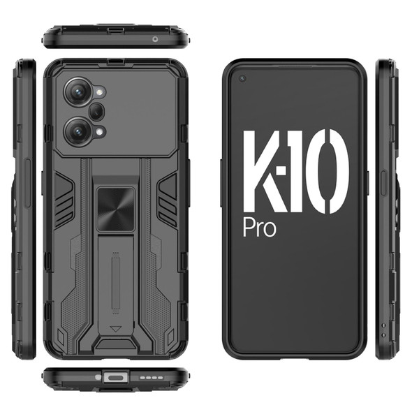 OPPO K10 Pro Supersonic PC + TPU Shock-proof Protective Phone Case with Holder(Black)