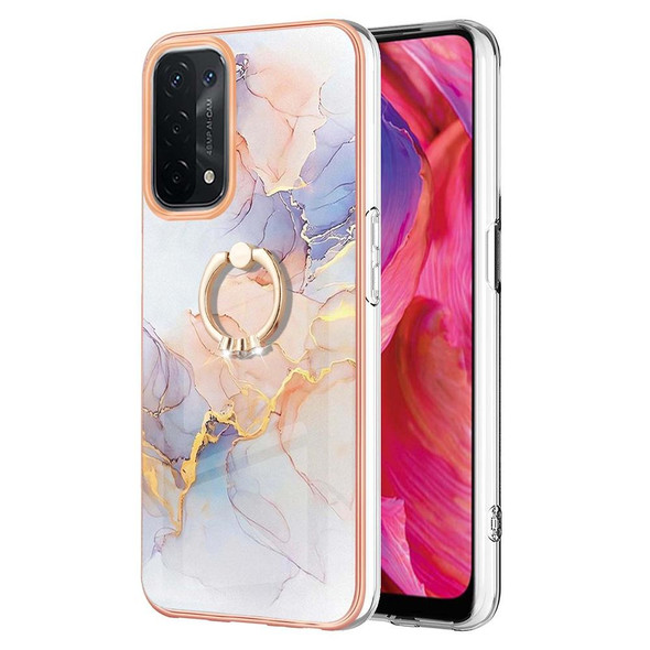 OPPO A74 5G / A93 5G Electroplating IMD TPU Phone Case with Ring(White Marble)