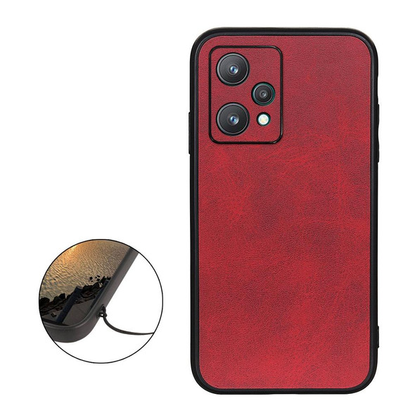 OPPO Realme 9 Pro Accurate Hole Two-color Calf Texture PU Phone Case(Red)