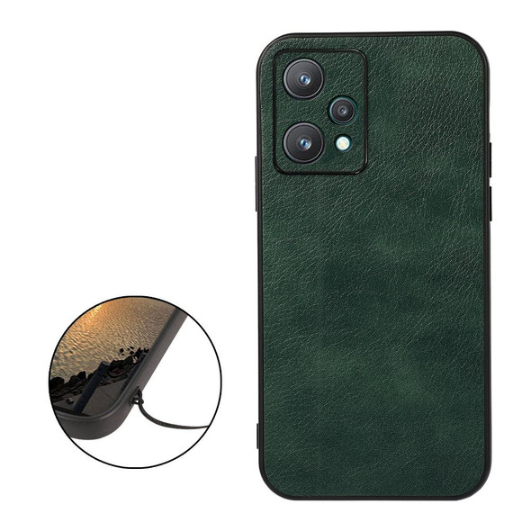 OPPO Realme 9 Pro Accurate Hole Two-color Litchi Texture PU Phone Case(Green)