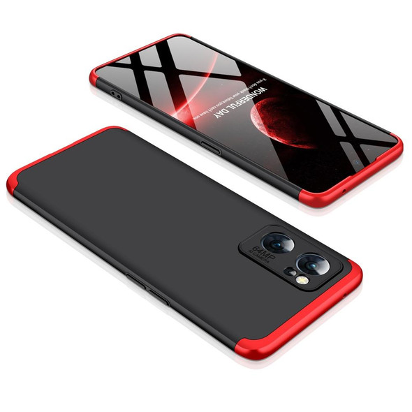 OPPO Reno7 Global GKK Three Stage Splicing Full Coverage PC Case(Black Red)