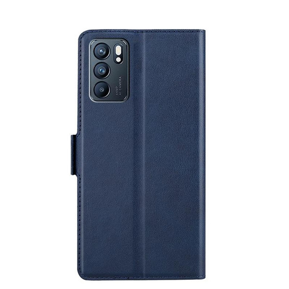 OPPO Reno6 Ultra-thin Voltage Side Buckle Horizontal Flip Leather Phone Case(Blue)