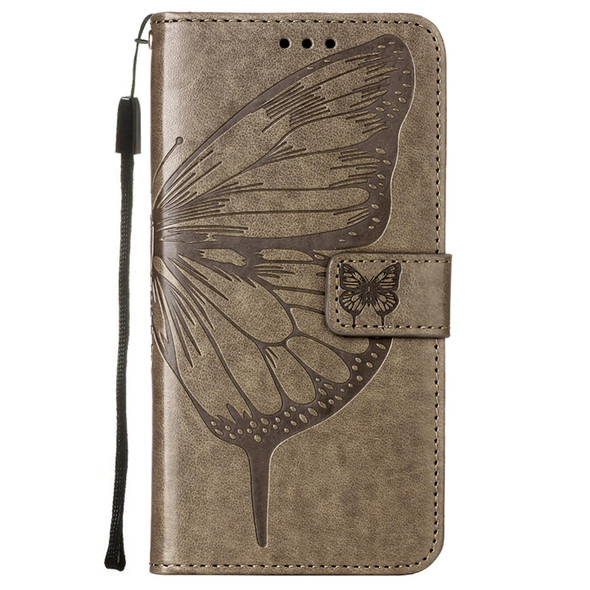 OPPO A57 5G 2022 Embossed Butterfly Leather Phone Case(Grey)