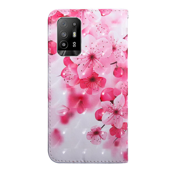 OPPO A94 5G / A95 5G 3D Painted Pattern Leather Phone Case(Red Flower)