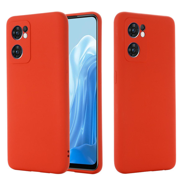 OPPO Reno7 5G Global / Find X5 Lite Pure Color Liquid Silicone Shockproof Full Coverage Phone Case(Red)