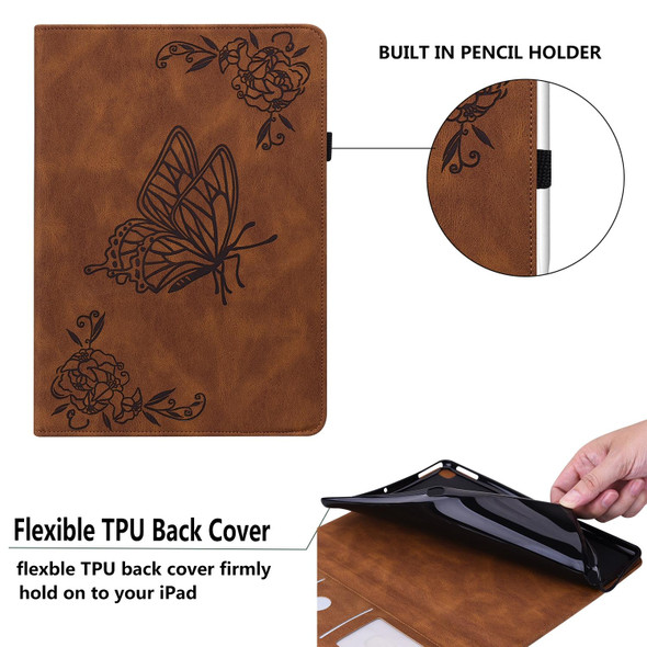 Lenovo Tab M8 HD / M8 FHD Butterfly Flower Embossed Leather Tablet Case(Brown)