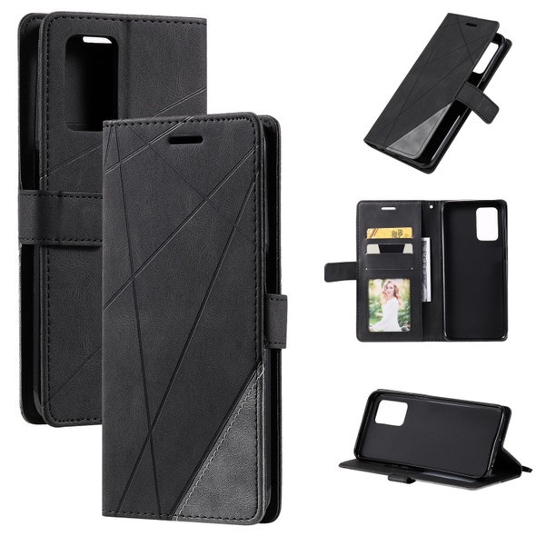 OPPO Realme 8i Skin Feel Splicing Leather Phone Case(Black)