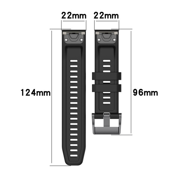 Garmin Fenix 5 22mm Silicone Solid Color Watch Band(Black)