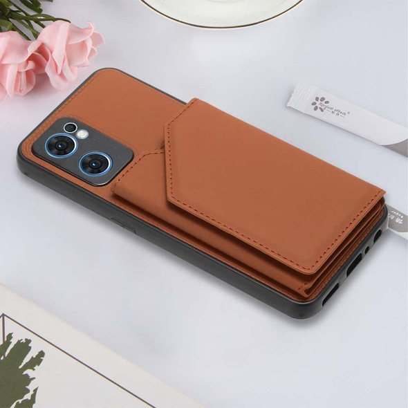 OPPO Reno7 5G Skin Feel PU + TPU + PC Phone Case(Brown)