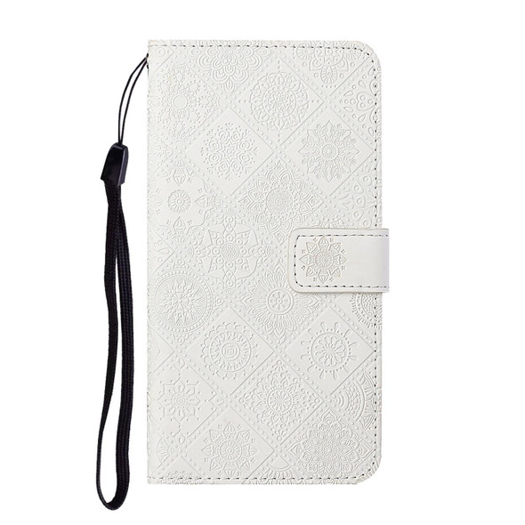 OPPO Reno6 Pro 5G Ethnic Style Embossed Pattern Leather Phone Case(White)