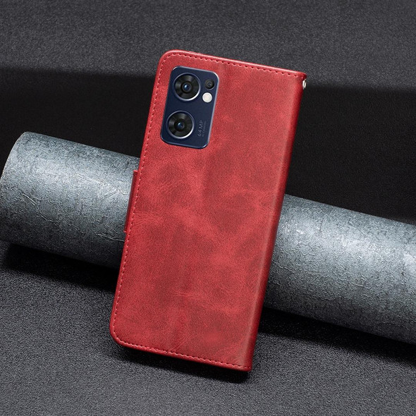 OPPO Reno7 5G/Find X5 Lite Lambskin Texture Leather Phone Case(Red)