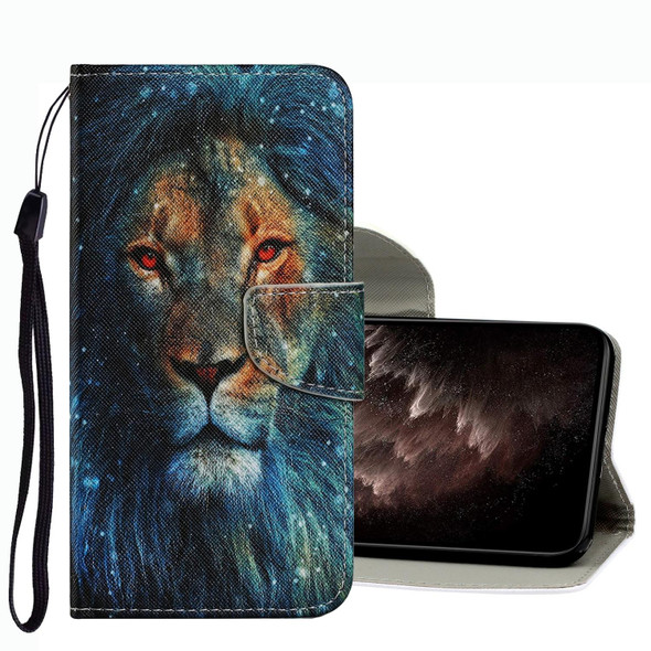OPPO A16 Coloured Drawing Pattern Leather Phone Case(Lion)