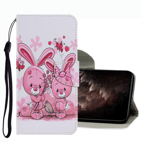 OPPO A16 Coloured Drawing Pattern Leather Phone Case(Cute Rabbit)