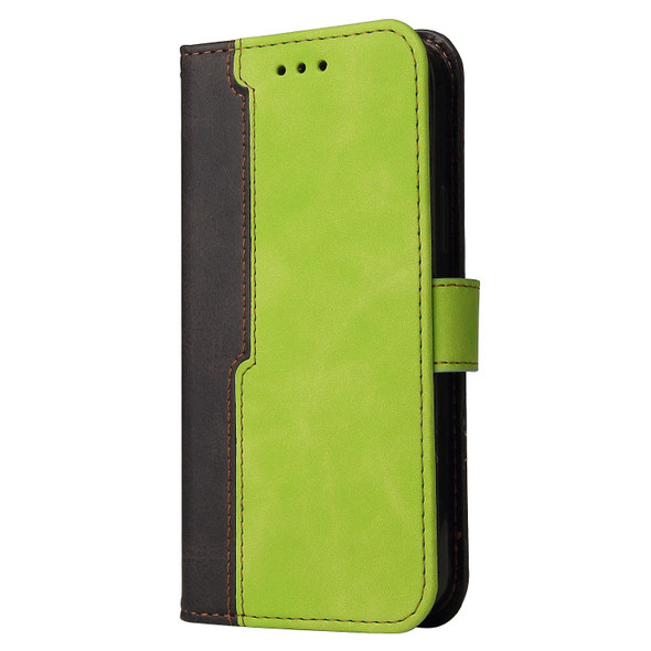 OPPO Realme C35 Stitching-Color Horizontal Flip Leather Case(Green)