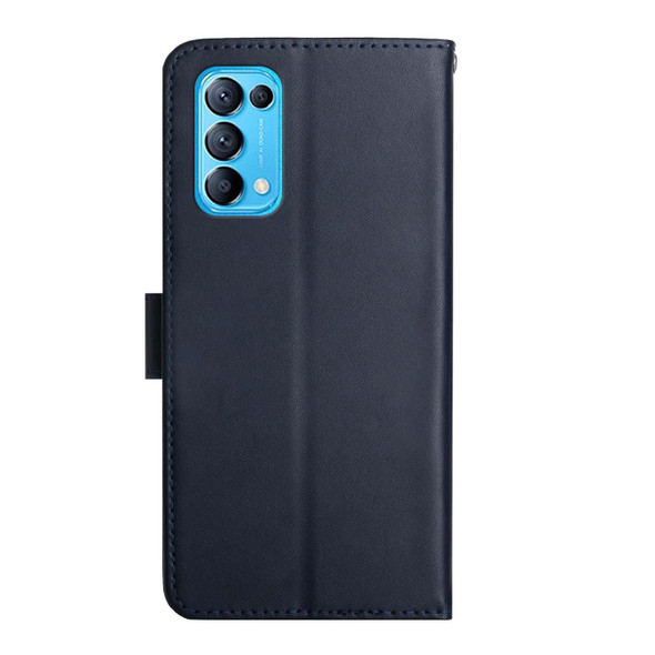 OPPO Reno5 5G Genuine Leather Fingerprint-proof Horizontal Flip Phone Case(Blue)