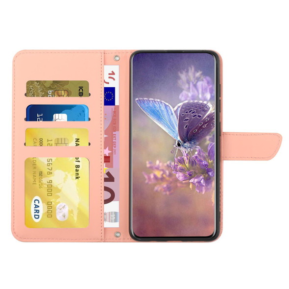 OPPO A93s Skin Feel Butterfly Peony Embossed Leather Phone Case(Pink)