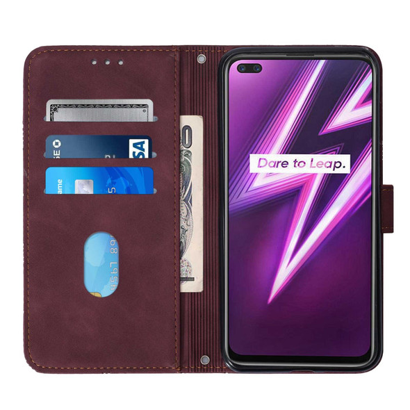 OPPO Realme 6 Pro Crossbody 3D Embossed Flip Leather Phone Case(Wine Red)