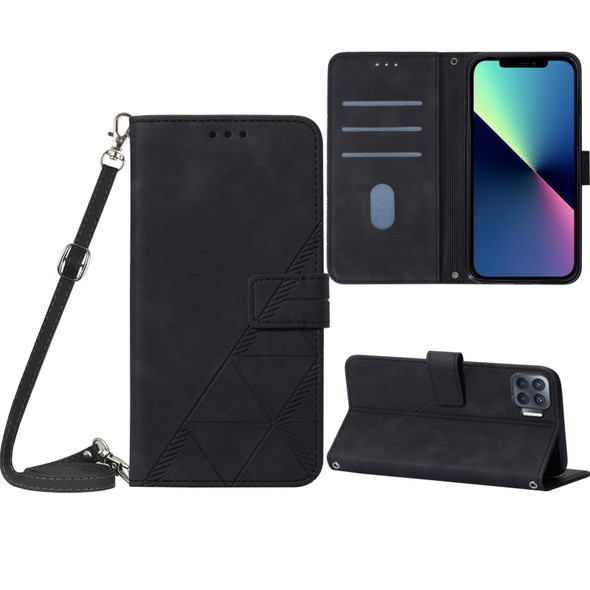 OPPO A93 4G / F17 Pro Crossbody 3D Embossed Flip Leather Phone Case(Black)