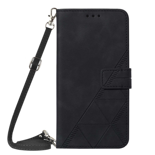 Samsung Galaxy S21 5G Crossbody 3D Embossed Flip Leather Phone Case(Black)