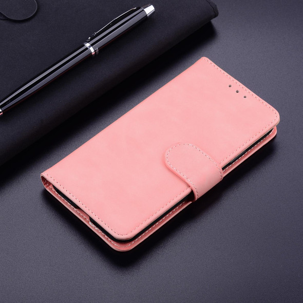 OPPO A3S/Realme C1/A12E Skin Feel Pure Color Flip Leather Phone Case(Pink)