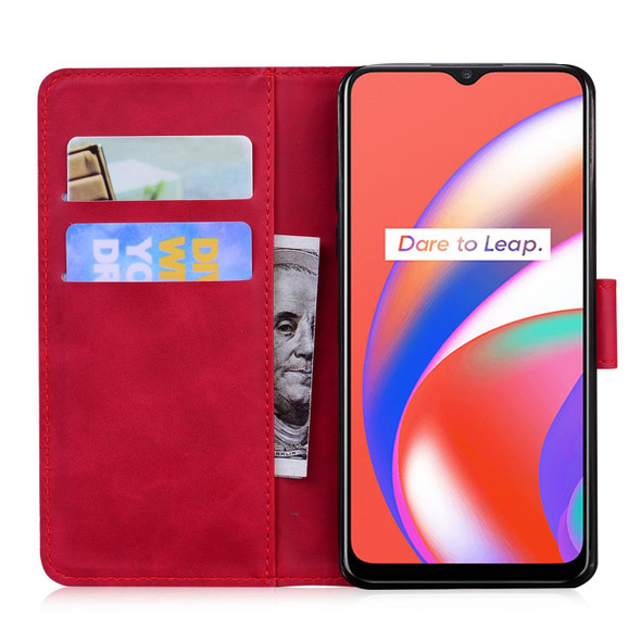 OPPO Realme C12/Realme Narzo 20 Skin Feel Pure Color Flip Leather Phone Case(Red)