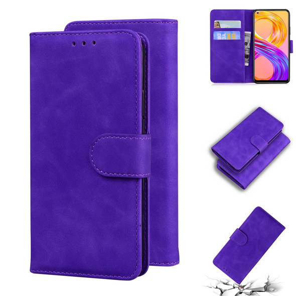 OPPO Realme 8/Realme 8 Pro Skin Feel Pure Color Flip Leather Phone Case(Purple)