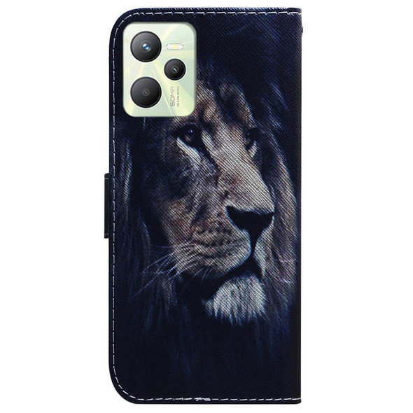 OPPO Realme C35 Coloured Drawing Leather Phone Case(Lion)