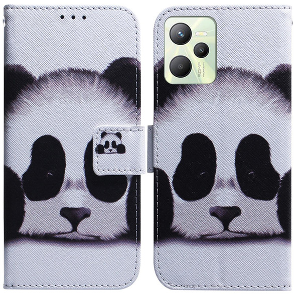OPPO Realme C35 Coloured Drawing Leather Phone Case(Panda)