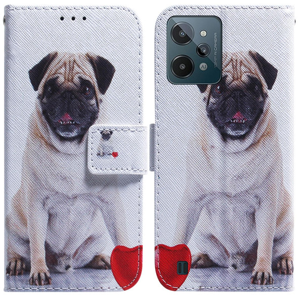 OPPO Realme C31 Coloured Drawing Leather Phone Case(Pug)