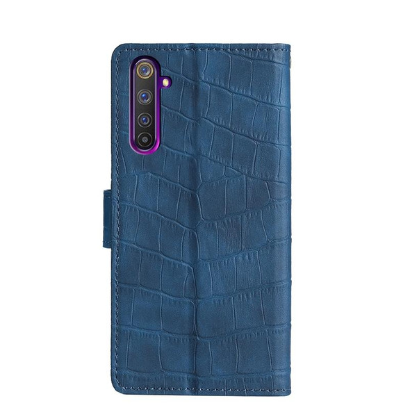 OPPO Realme 6 Pro Skin Feel Crocodile Texture Magnetic Clasp PU Leather Phone Case(Blue)