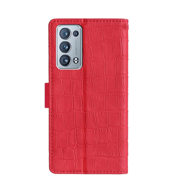 OPPO Reno6 Pro+ 5G Skin Feel Crocodile Texture Magnetic Clasp PU Leather Phone Case(Red)