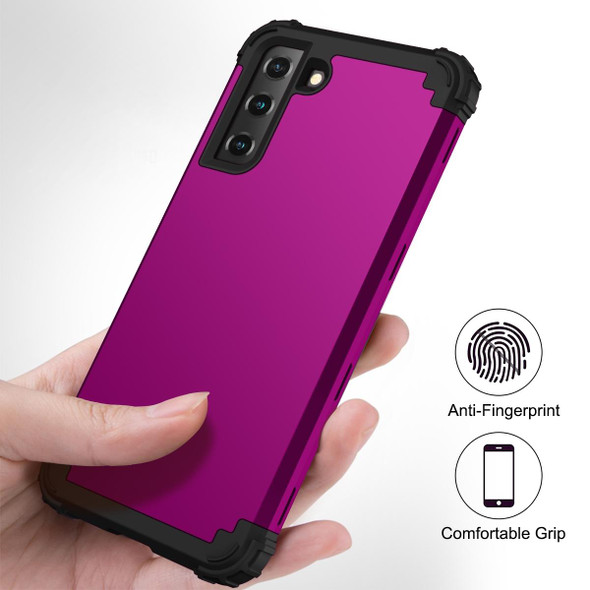 Samsung Galaxy S21 5G PC+ Silicone Three-piece Anti-drop Mobile Phone Protective Back Cover(Purple)