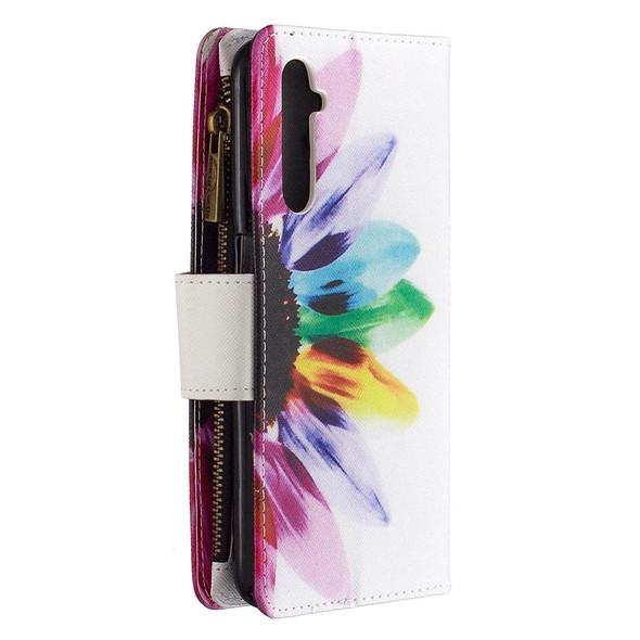 OPPO Realme 6 Colored Drawing Pattern Zipper Horizontal Flip Leather Case with Holder & Card Slots & Wallet(Sun Flower)