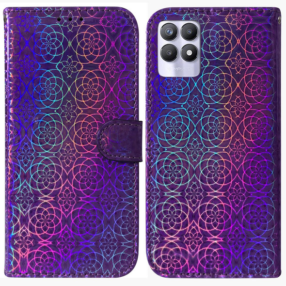 OPPO Realme 8i Colorful Magnetic Buckle Leather Phone Case(Purple)