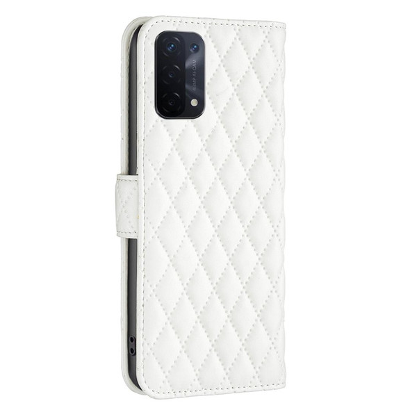 OPPO A74 5G / A93 5G / A54 5G Diamond Lattice Wallet Leather Flip Phone Case(White)