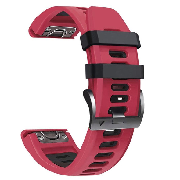 Garmin Fenix 5 22mm Silicone Sports Two-Color Watch Band(Red+Black)