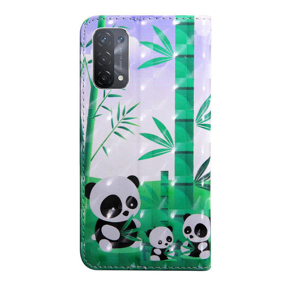 OPPO A54 5G / A74 5G 3D Painted Pattern Leather Phone Case(Bamboo Panda)