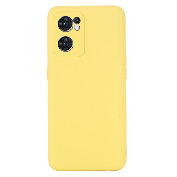 OPPO Reno7 5G Global / Find X5 Lite Pure Color Liquid Silicone Shockproof Full Coverage Phone Case(Yellow)