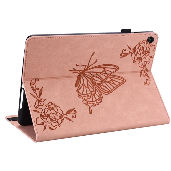 Lenovo Tab M10 Plus 10.6 3rd Gen Butterfly Flower Embossed Leather Tablet Case(Rose Gold)