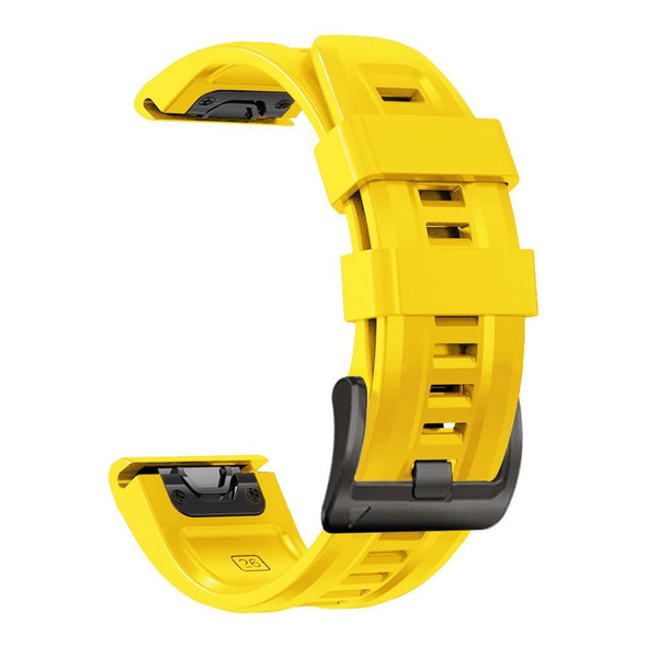 Garmin Fenix 7 / 6 Pro / 5 Plus 22mm Black Buckle Silicone Watch Band(Yellow)