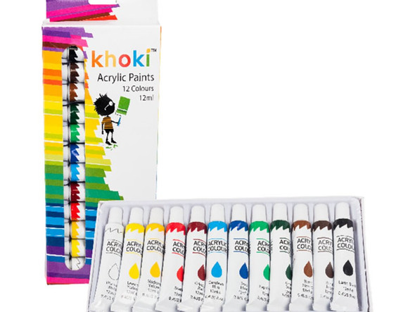 12-Piece Acrylic Paint Tube Set - 12ml, Vibrant Colours