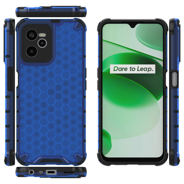 OPPO Realme C35 Shockproof Honeycomb PC + TPU Phone Case(Blue)